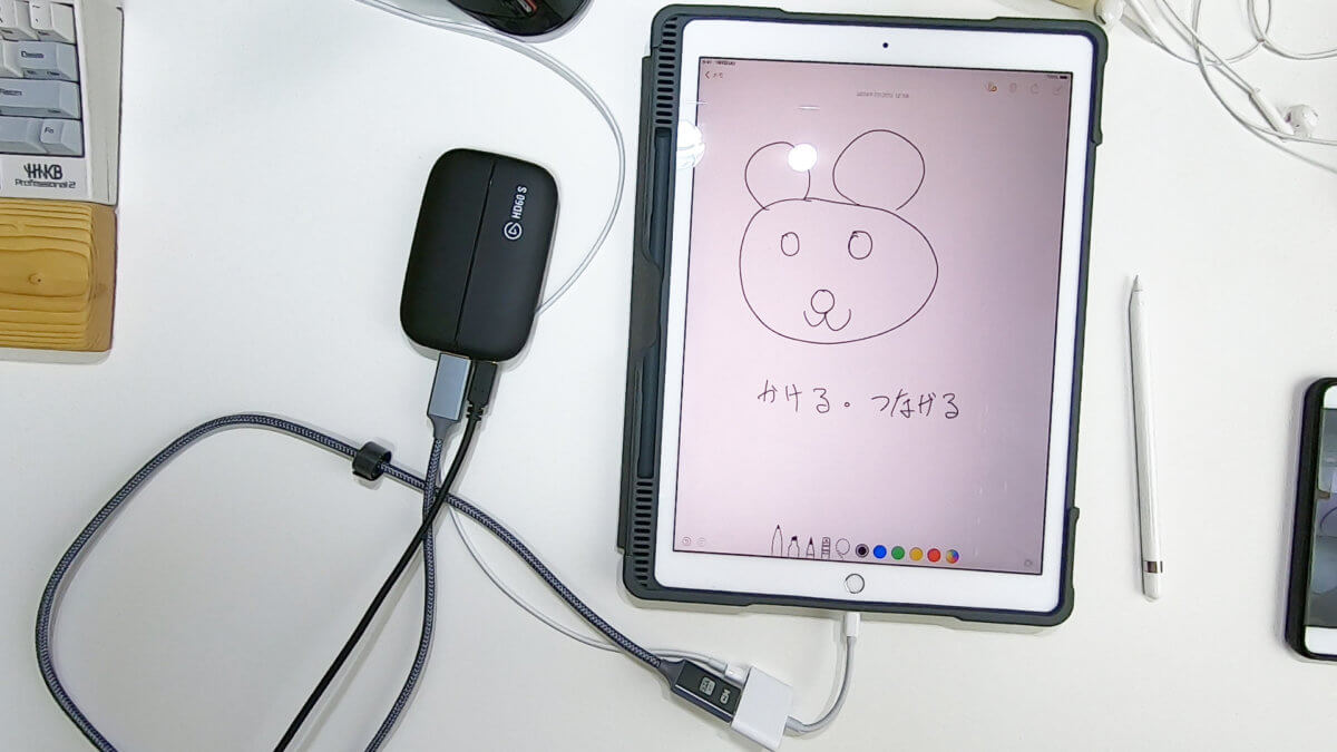 ipadと変換器とビデオキャプチャの組み合わせ