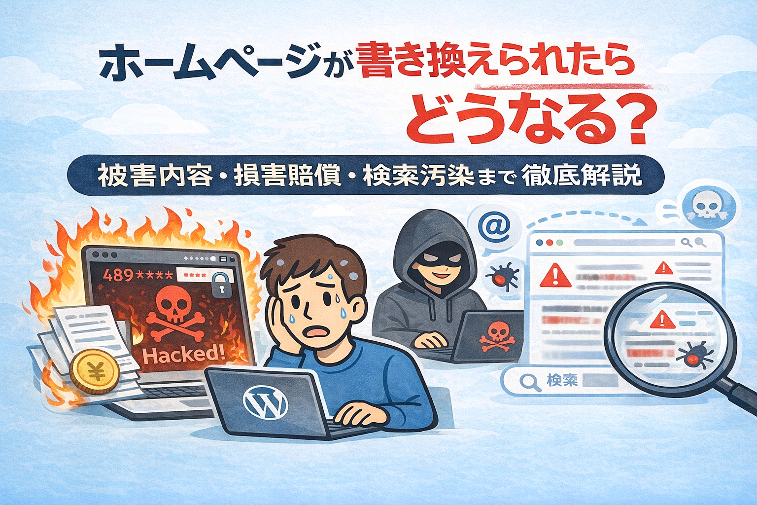 ホームページが書き換えられたらどうなる？被害内容・損害賠償・検索結果汚染まで徹底解説