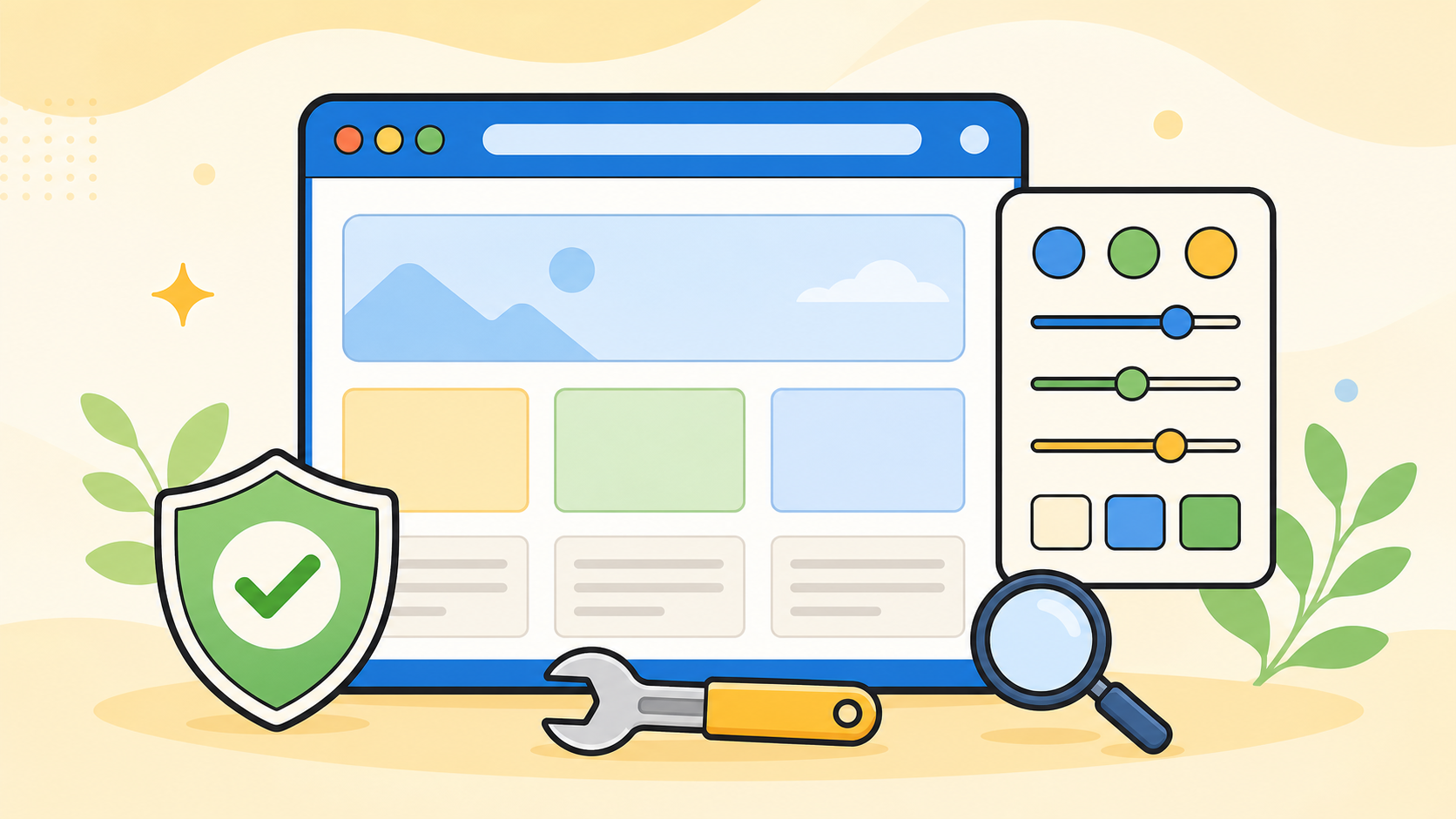 WordPressのCSS修正で見た目を安全に調整するイメージ