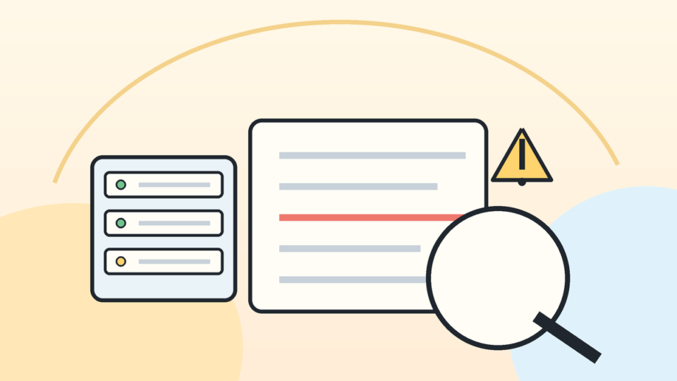 WordPressのPHPメモリ不足をPHPエラーログと虫眼鏡で確認するイメージ