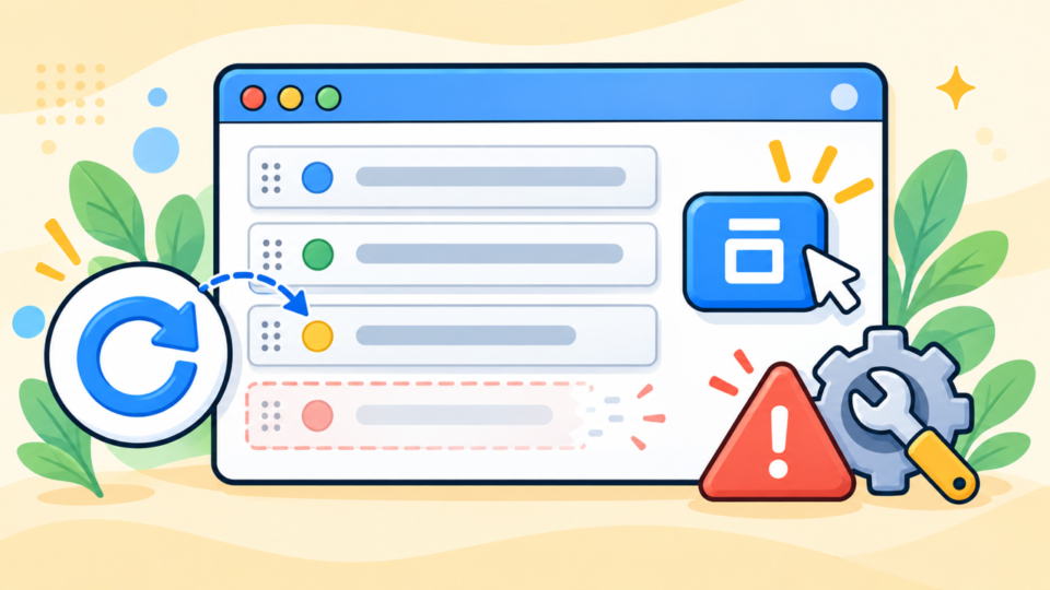 WordPressでメニュー項目を保存した後に後半だけ欠ける状態を確認するイメージ